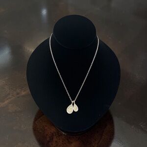 Anna Beck Double Teardrop Necklace Sterling Silver Gold Dot 16-18”